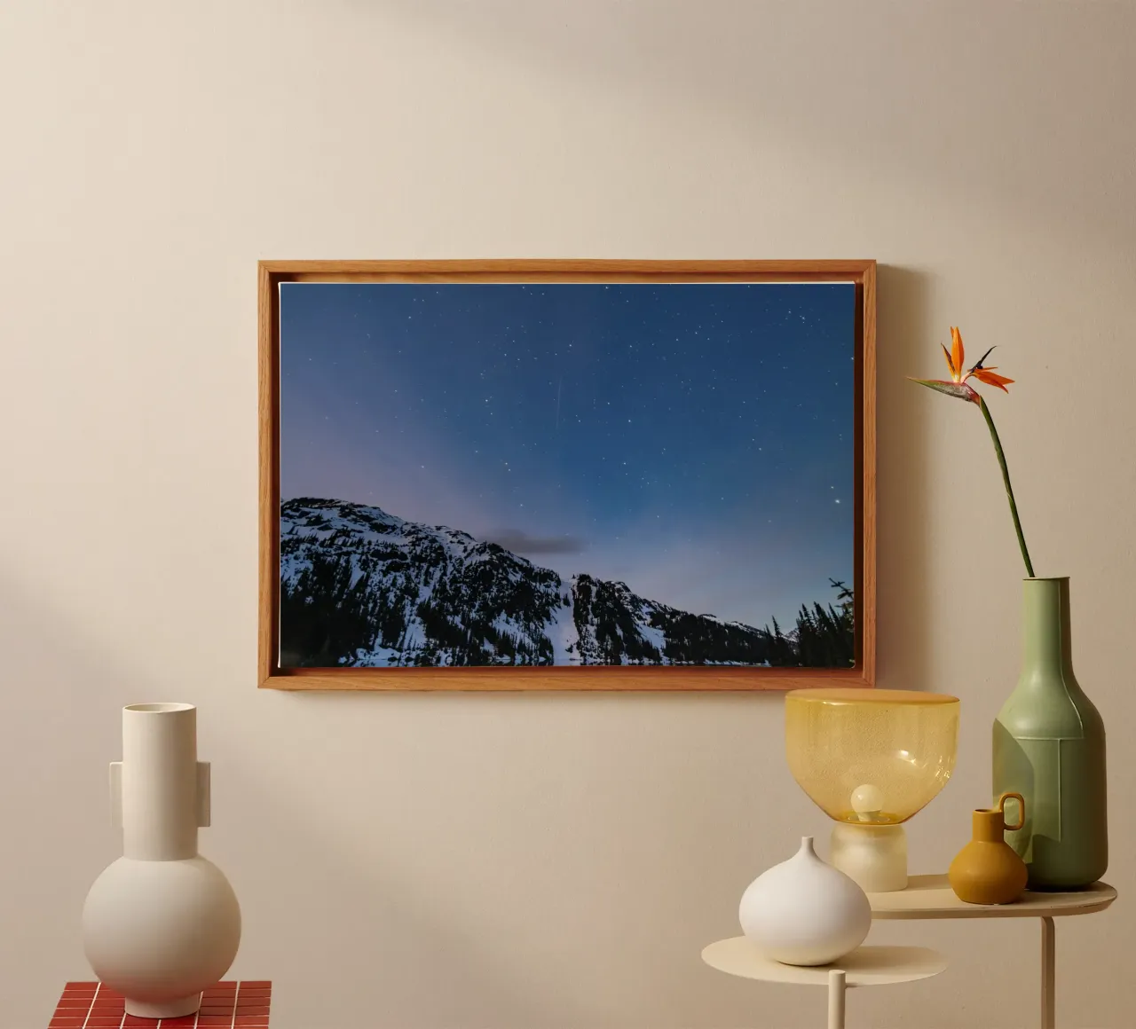schemering spiegelmeer canvas met Baklijst van space words