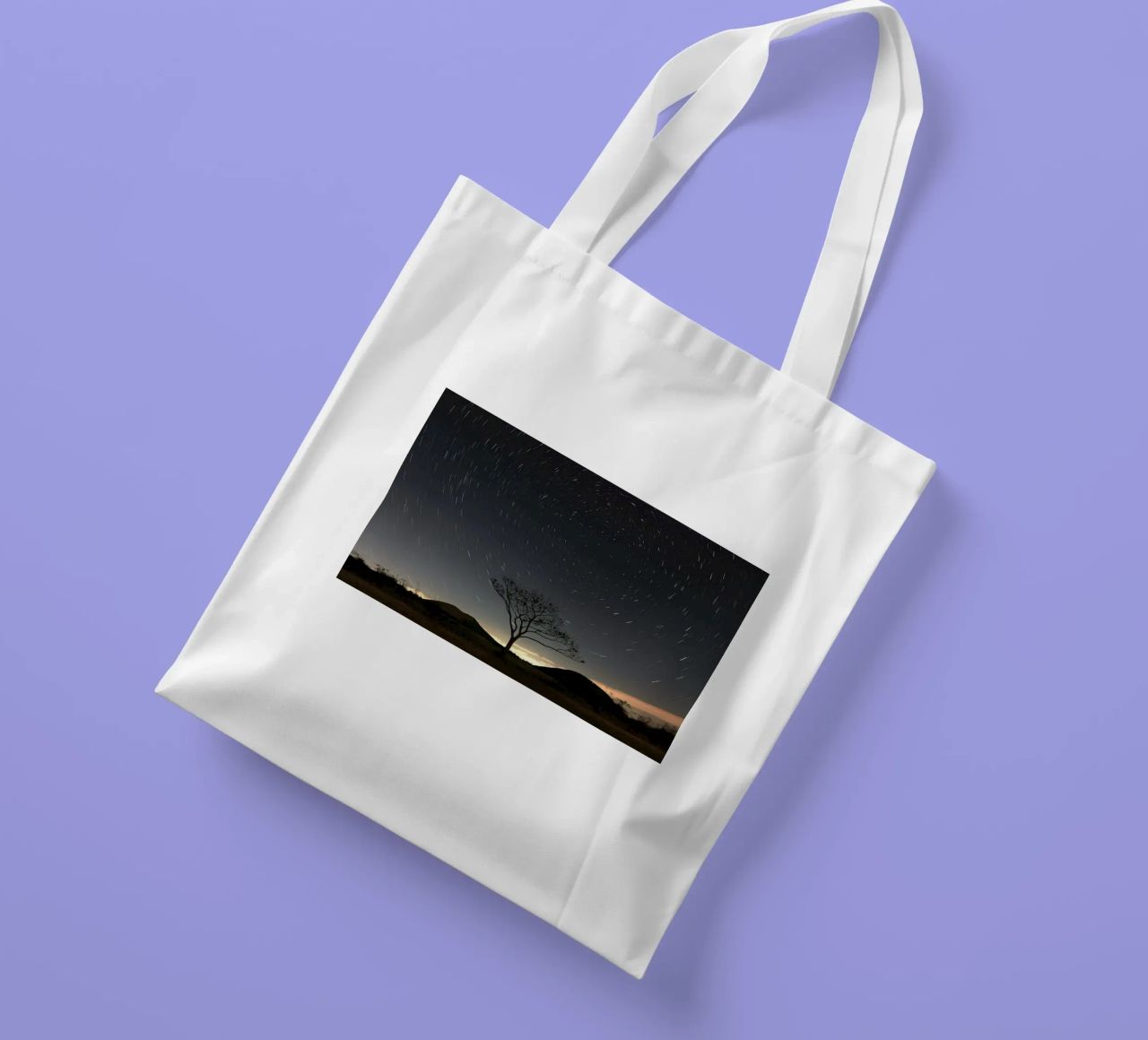silhouette albero in timelapse borsa in juta da space words