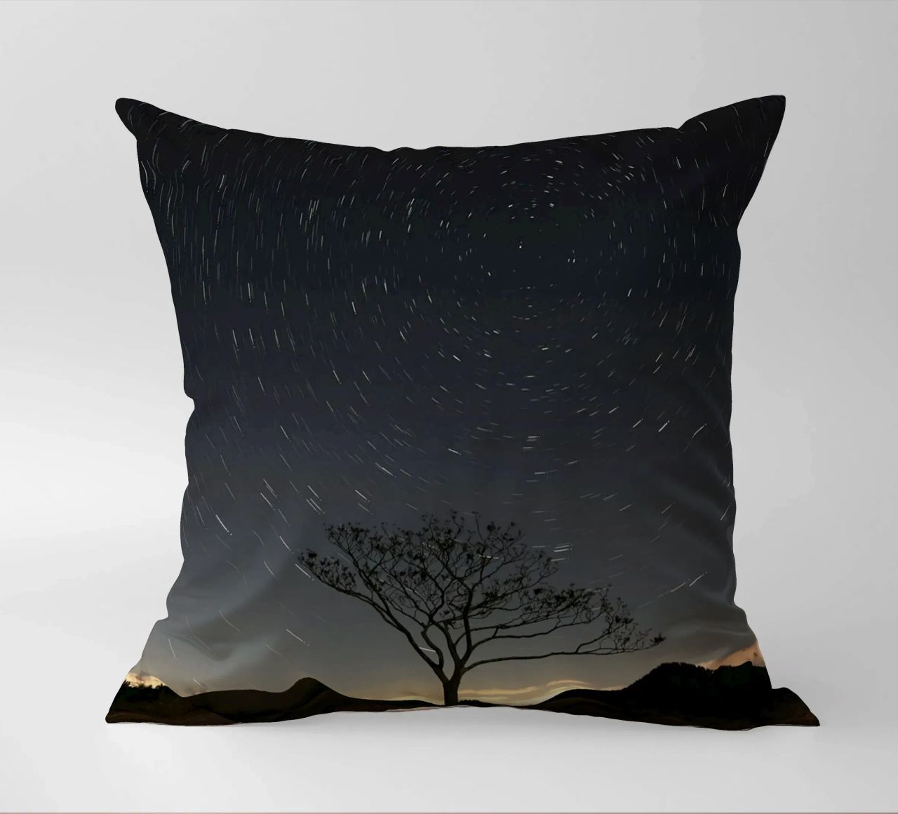 silhouette albero in timelapse cuscino da space words