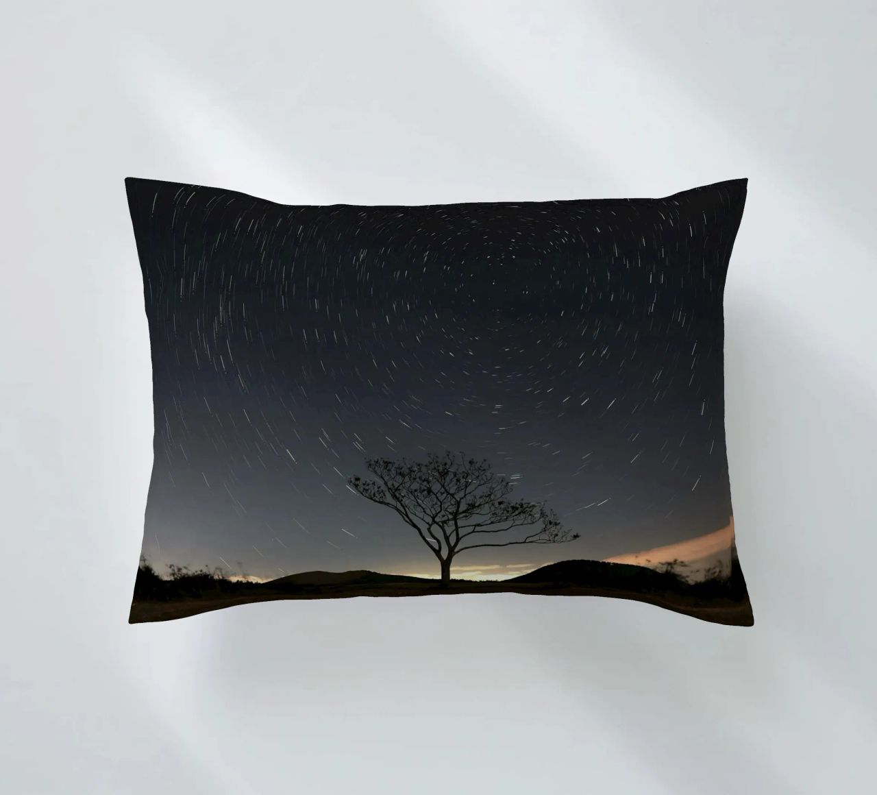 silhouette albero in timelapse cuscino da space words