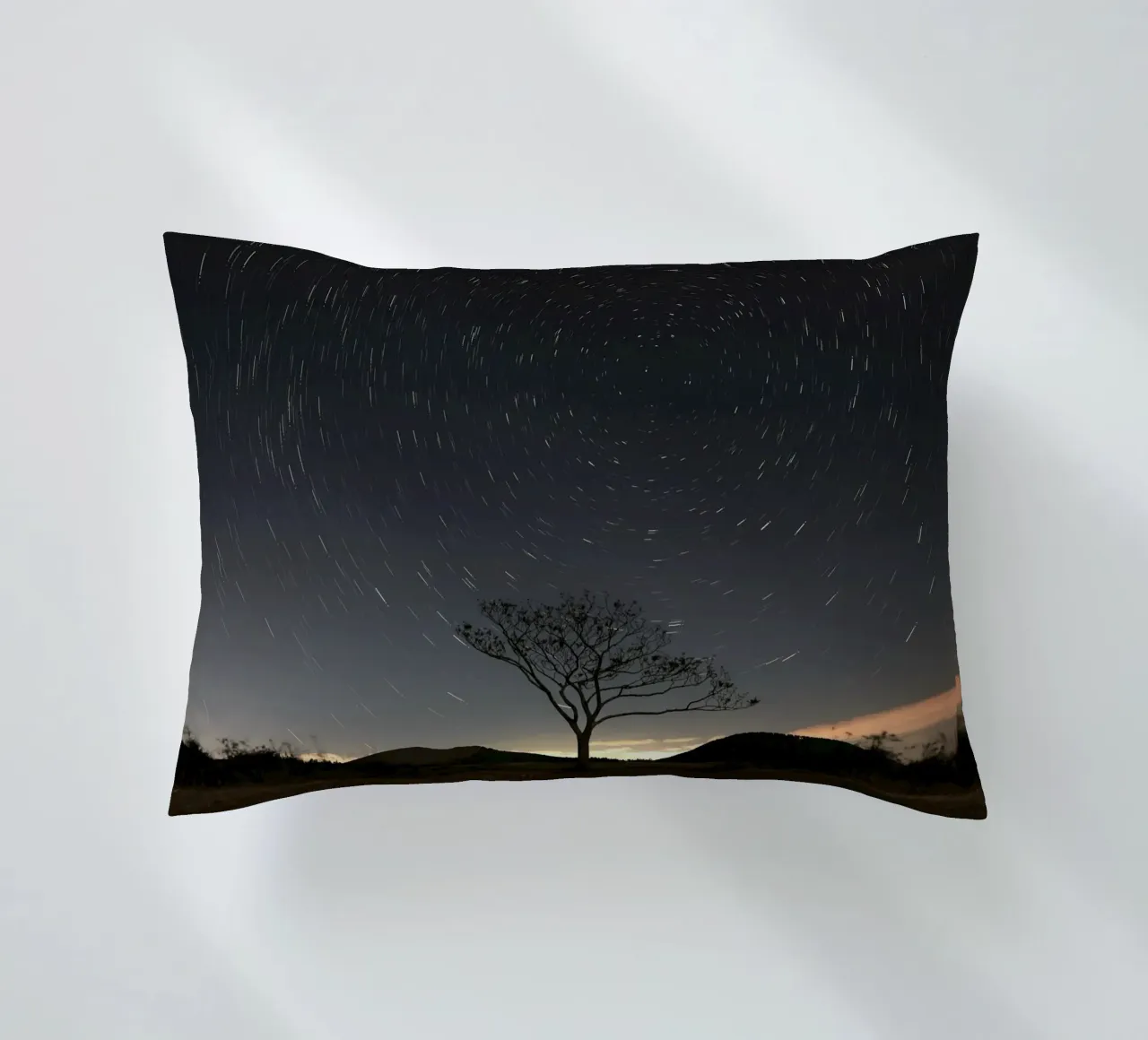 silhouette albero in timelapse cuscino da space words