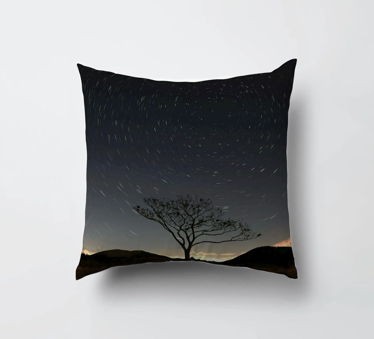 silhouette albero in timelapse cuscino da space words
