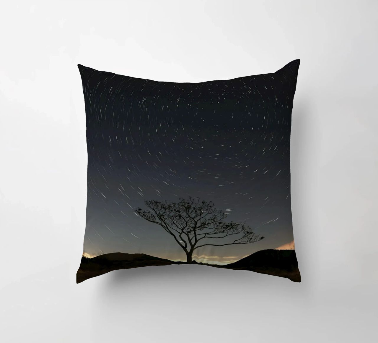 silhouette albero in timelapse cuscino da space words