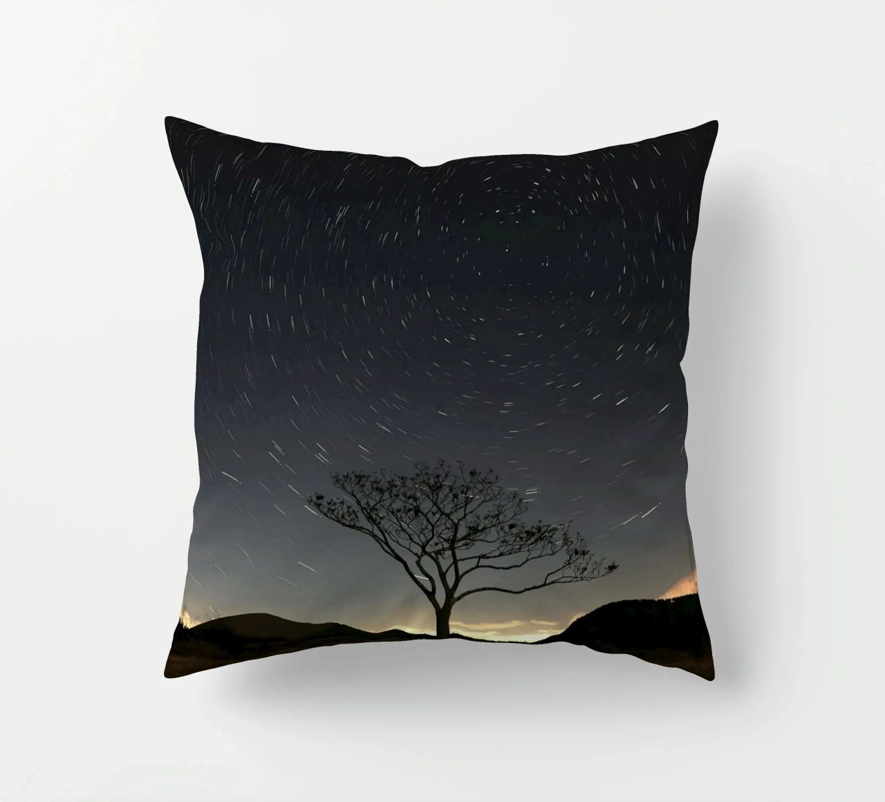 silhouette albero in timelapse cuscino da space words