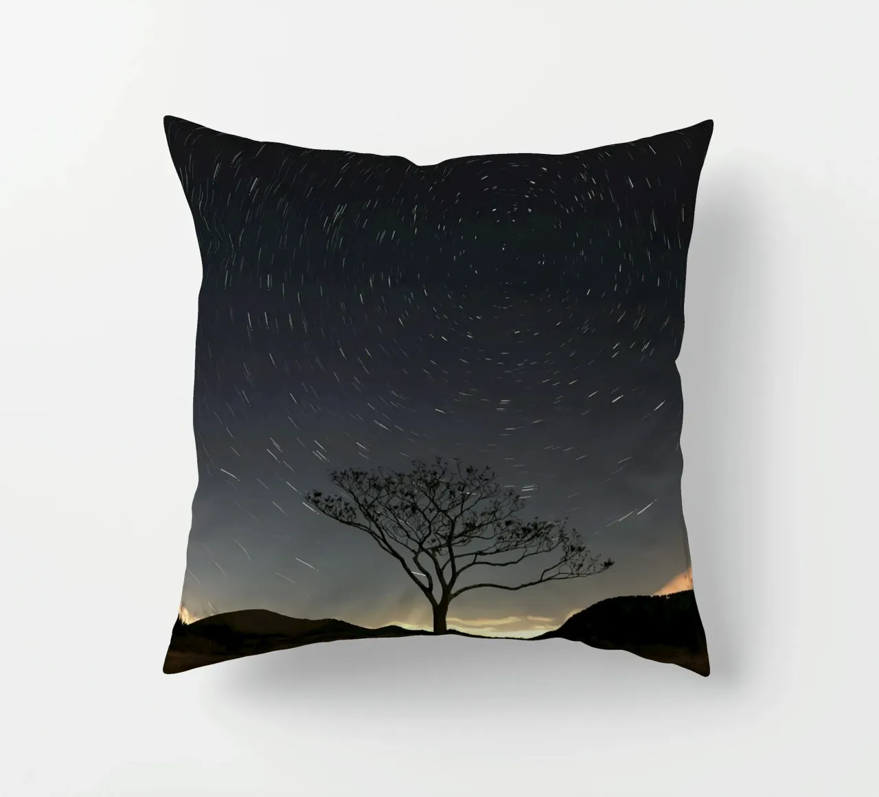silhouette albero in timelapse cuscino da space words
