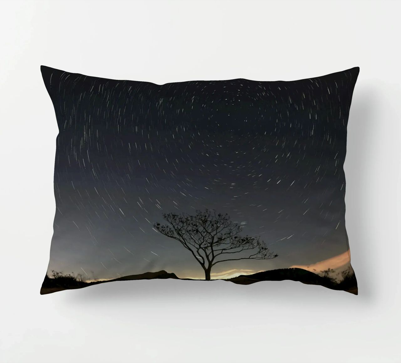 silhouette albero in timelapse cuscino da space words