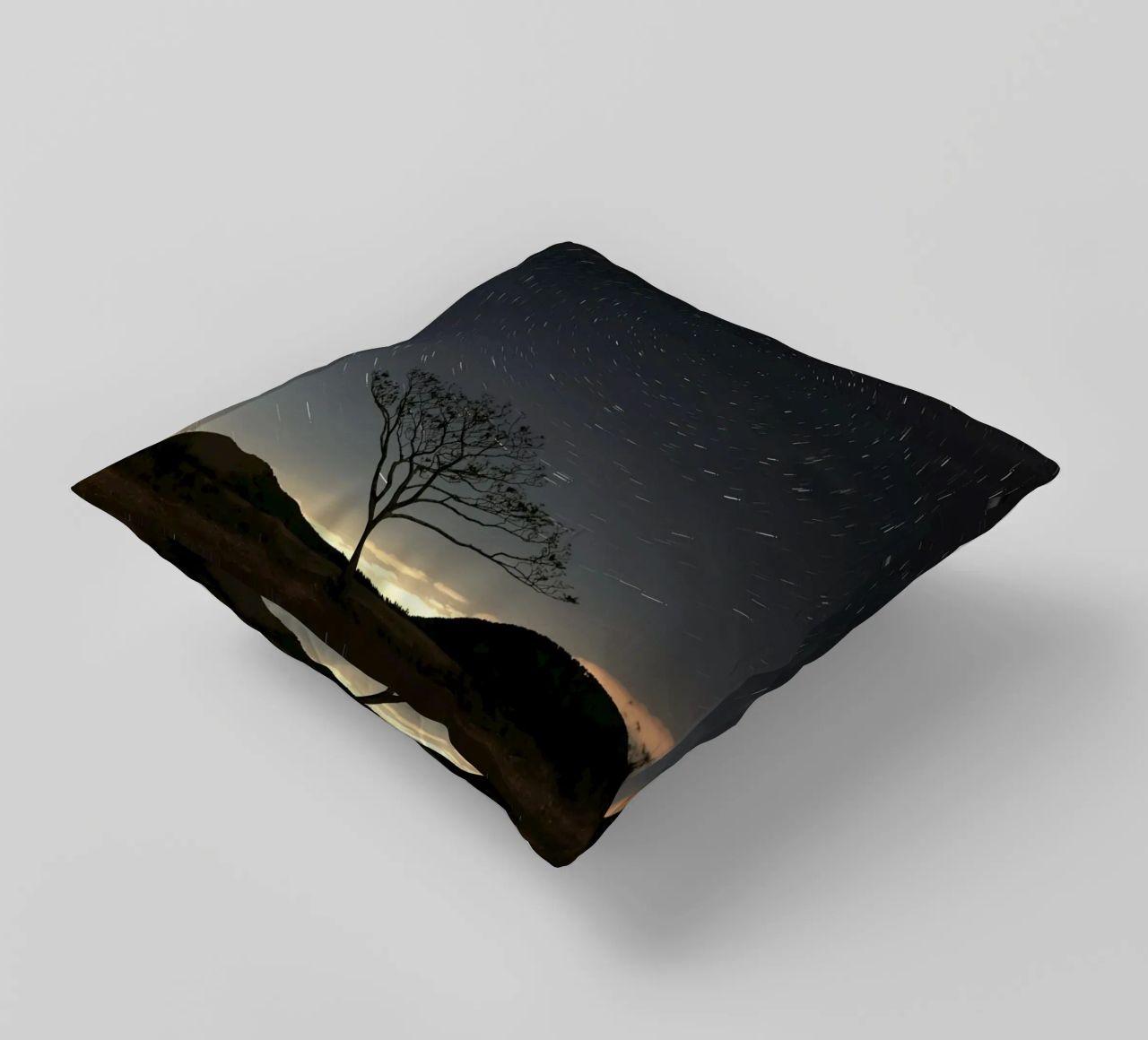 silhouette albero in timelapse cuscino da space words