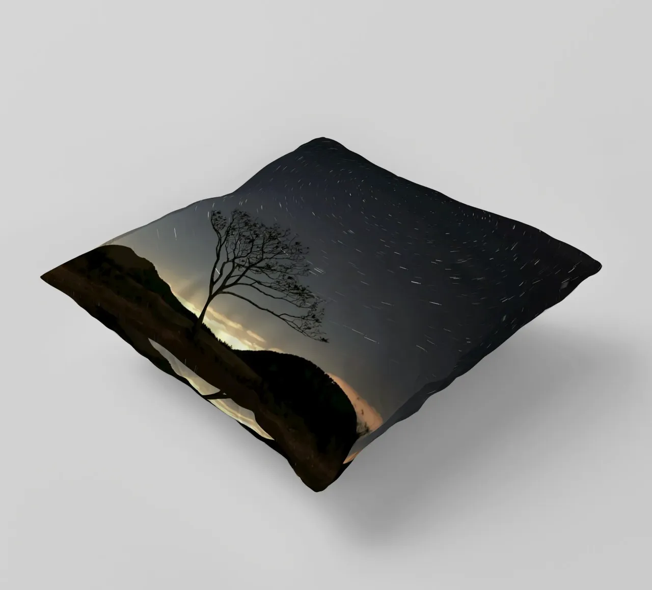 silhouette albero in timelapse cuscino da space words