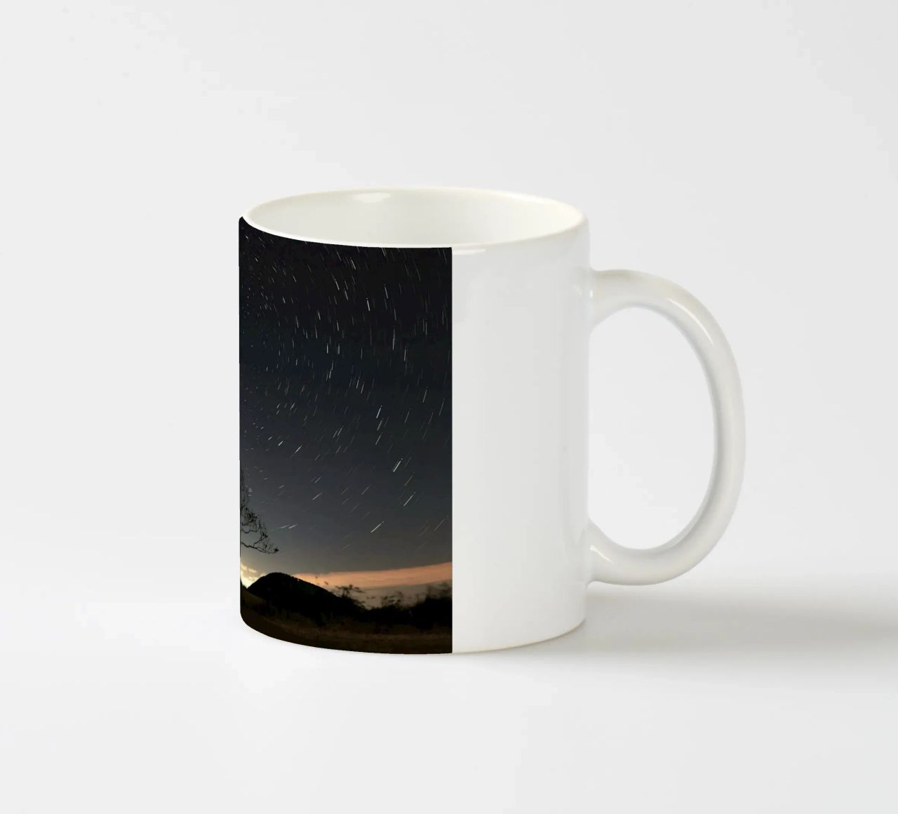 silhouette albero in timelapse tazza in ceramica da space words