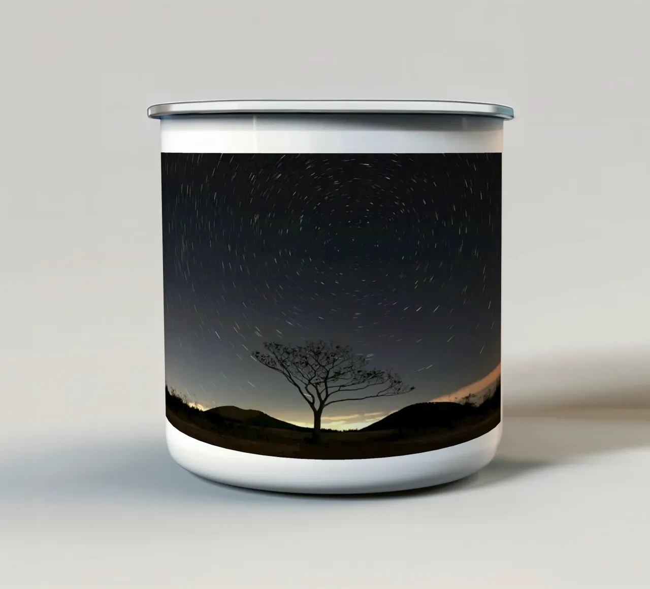 Silhouette Baum Timelapse Emaille Tasse von space words