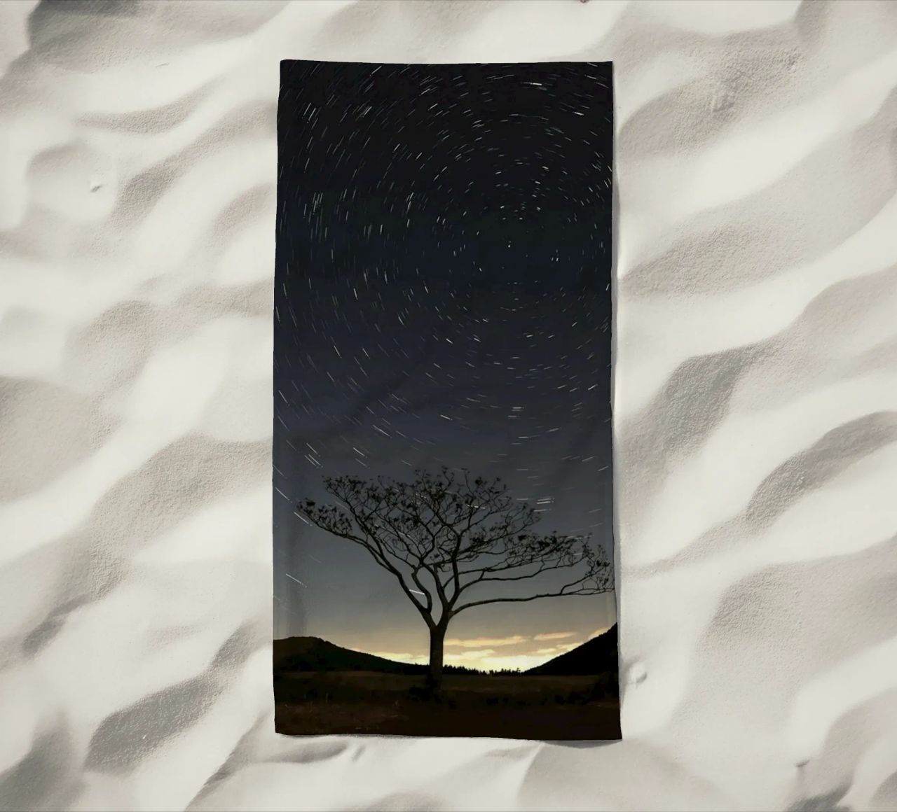 silhouette albero in timelapse telo mare da space words
