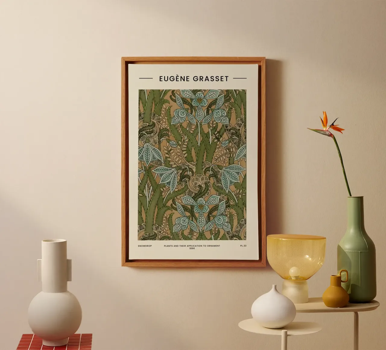 Grasset - Snowdrop tela con Cornice a cassetta da Vintage by JUNIQE