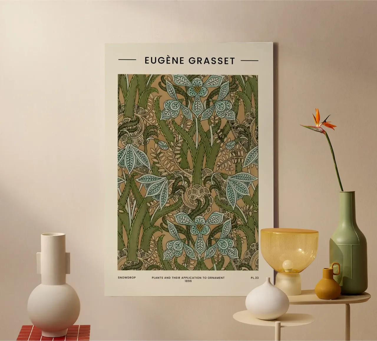 Grasset - Snowdrop tela con Cornice a cassetta da Vintage by JUNIQE