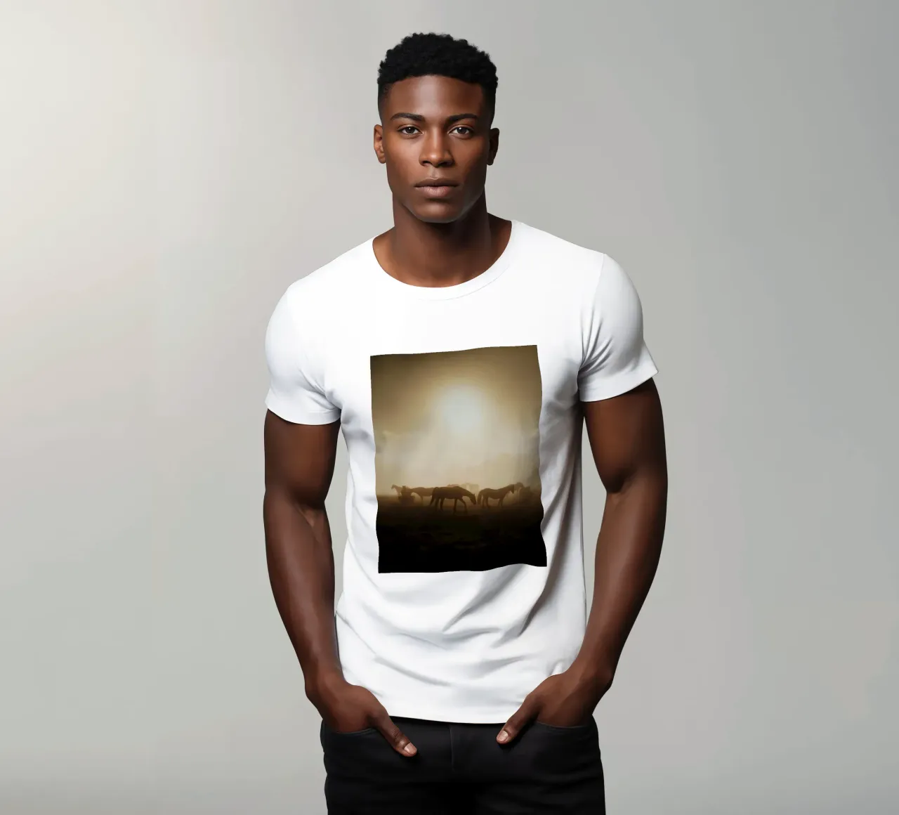 horses in the sunset t-shirt by Horsire