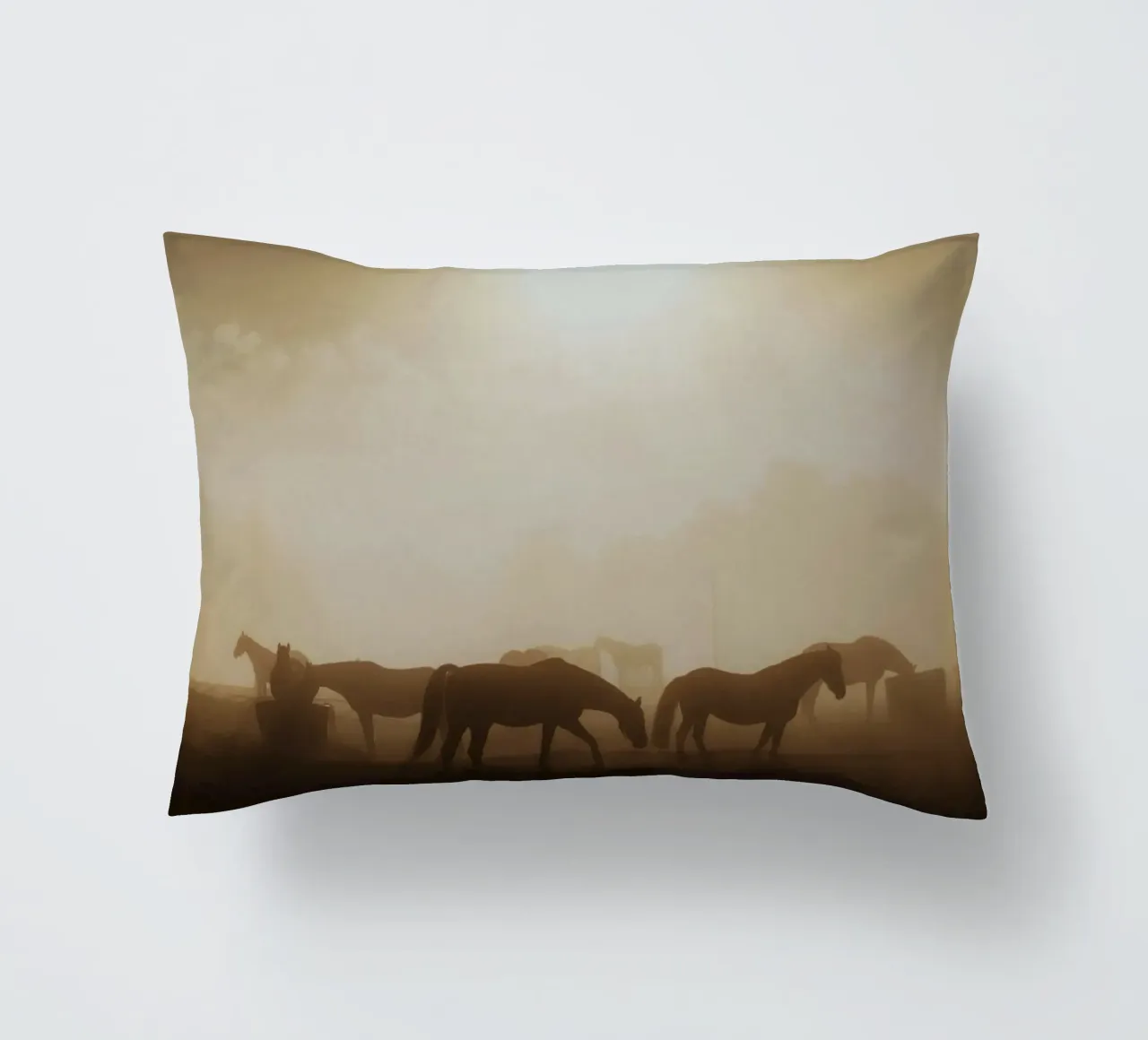 horses in the sunset decorative cushion by Horsire