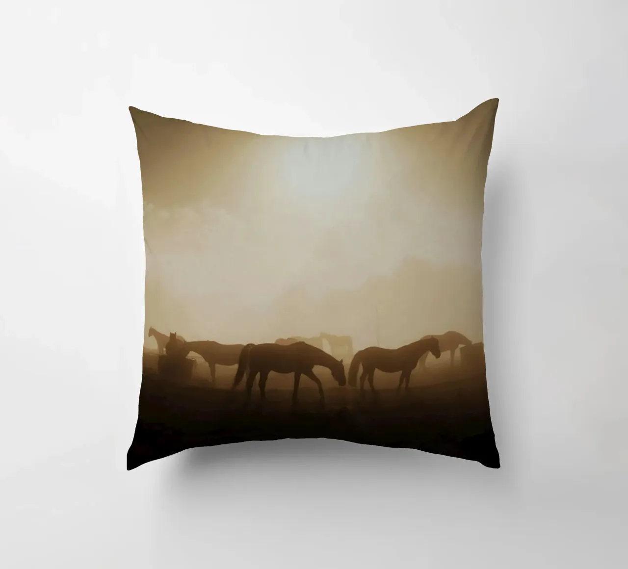 horses in the sunset decorative cushion by Horsire