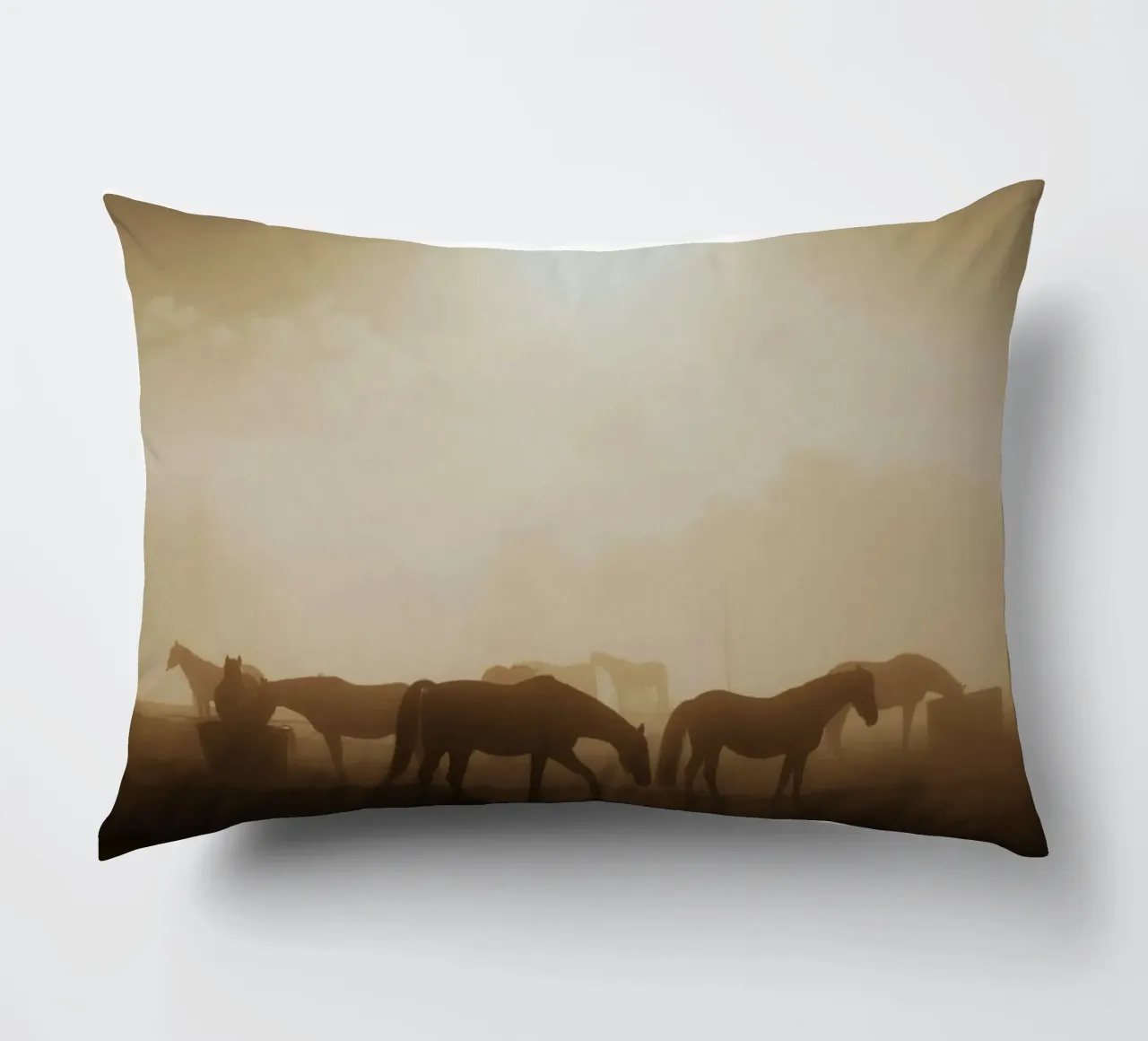 horses in the sunset decorative cushion by Horsire