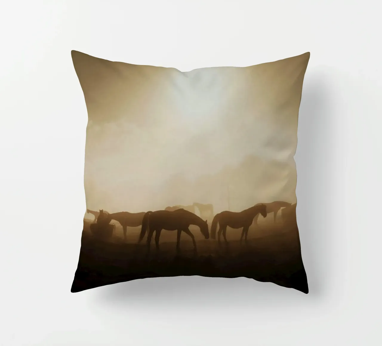 horses in the sunset decorative cushion by Horsire