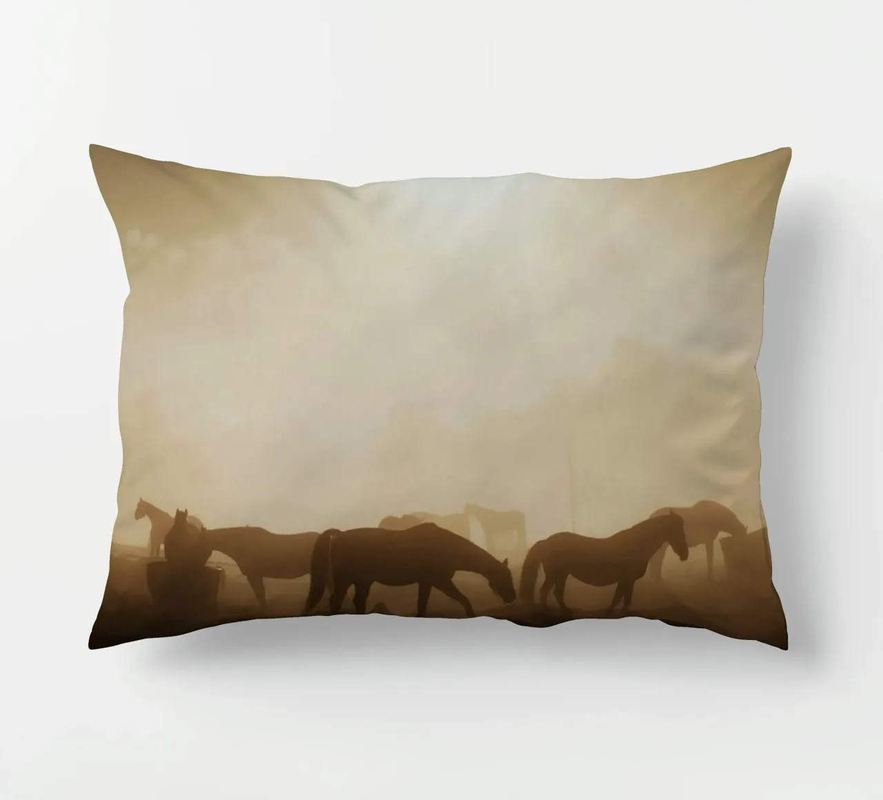 horses in the sunset decorative cushion by Horsire