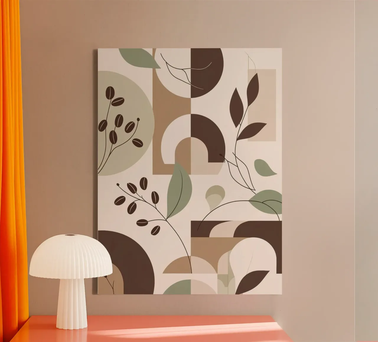 Design minimalista nei toni della terra tela con Cornice a cassetta da cofa home