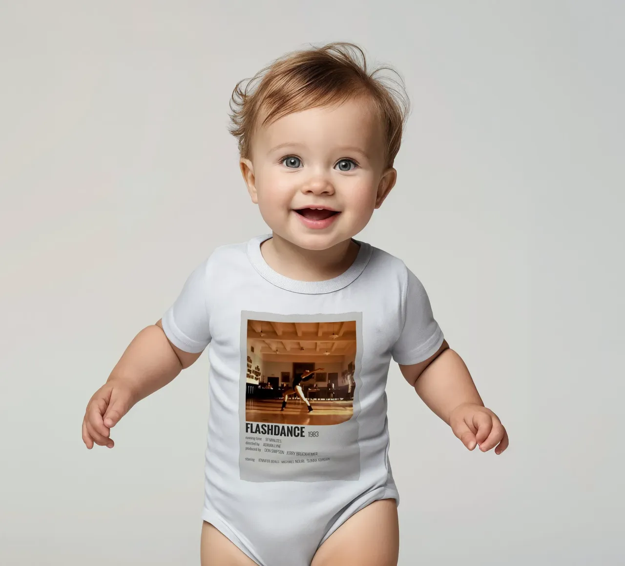 FLASHDANCE 1983 short-sleeve baby romper by MVFminimalist