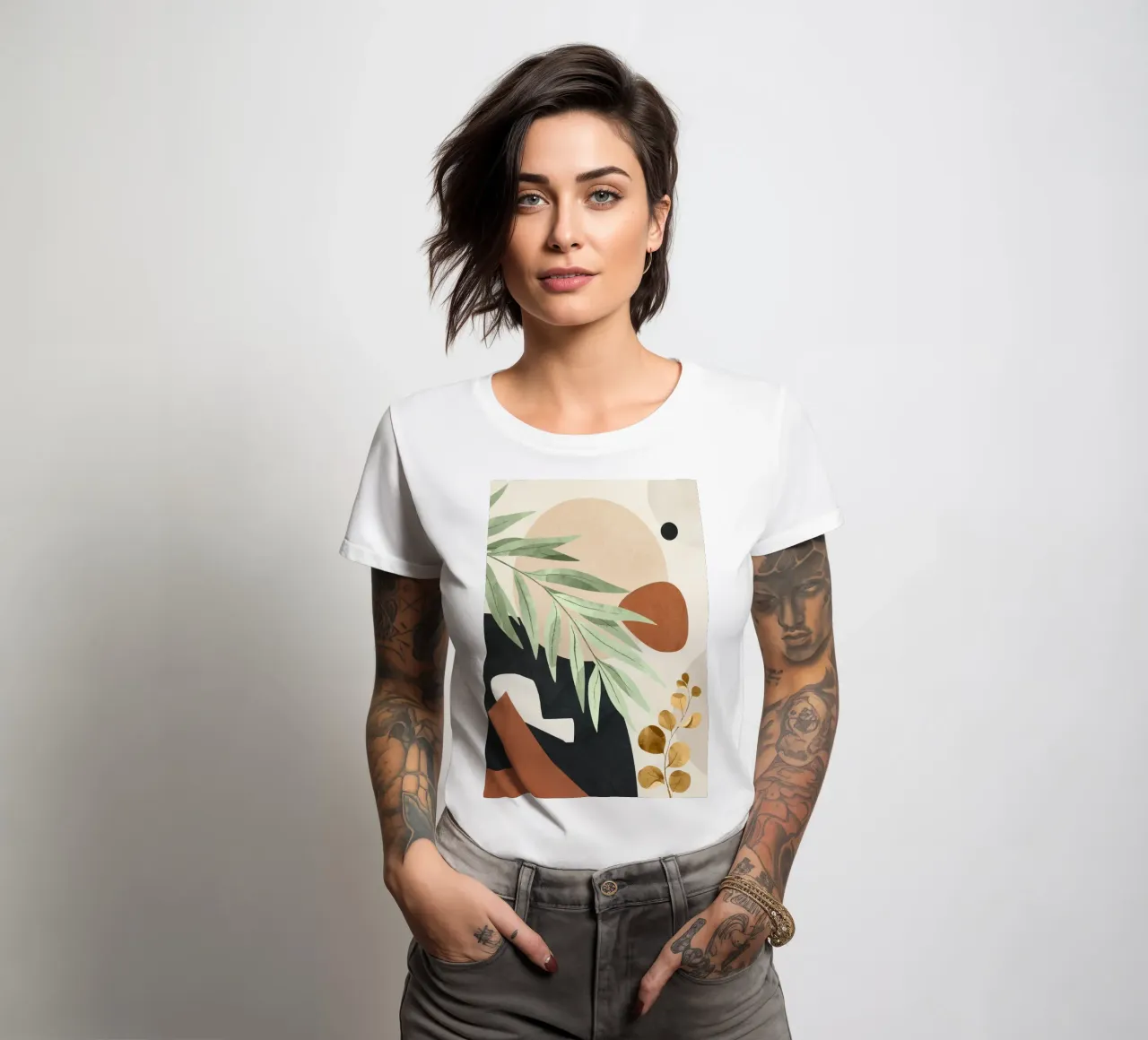 Branches and Leaves in an Abstraction 01 t-shirt da donna da cityart