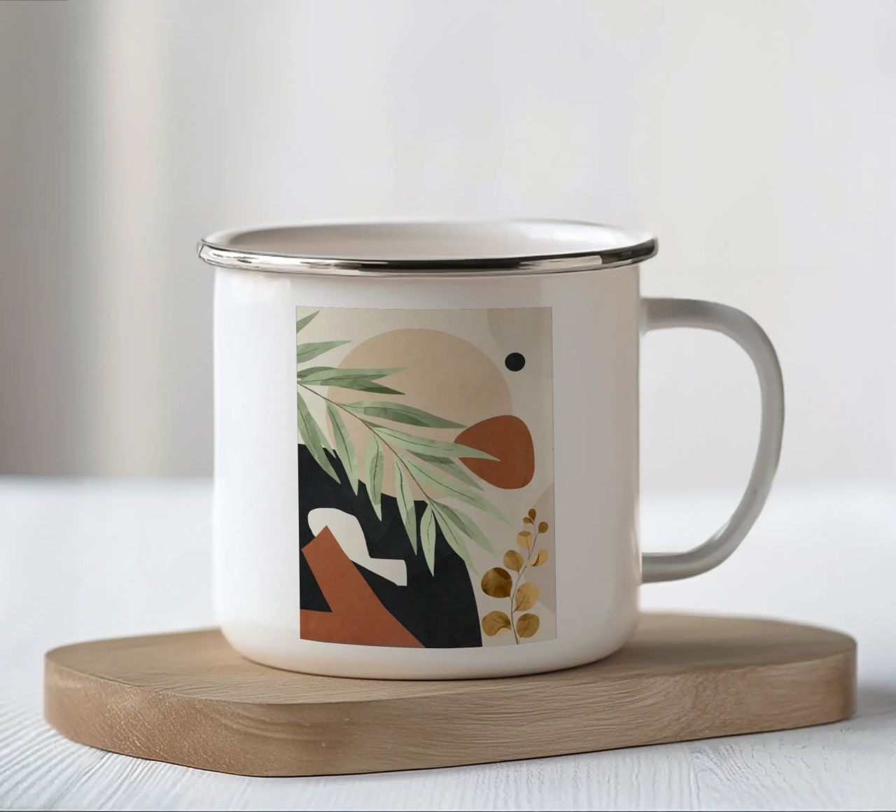 Branches and Leaves in an Abstraction 01 enamel mug by cityart