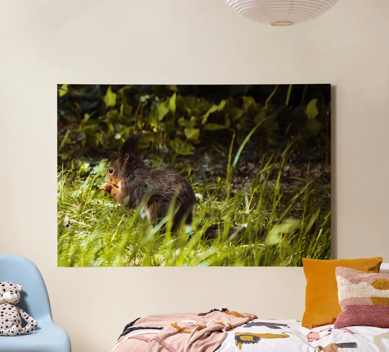 eekhoorn natuur in bos canvas met Baklijst van animal story home