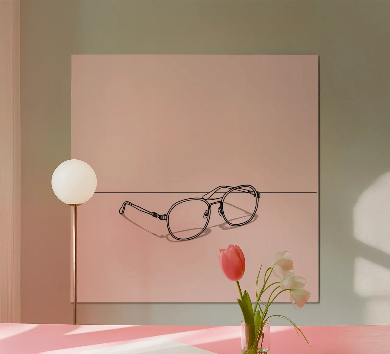Stylish eyewear captured on a minimalistic pink background hahnemühle by DesignDoodle