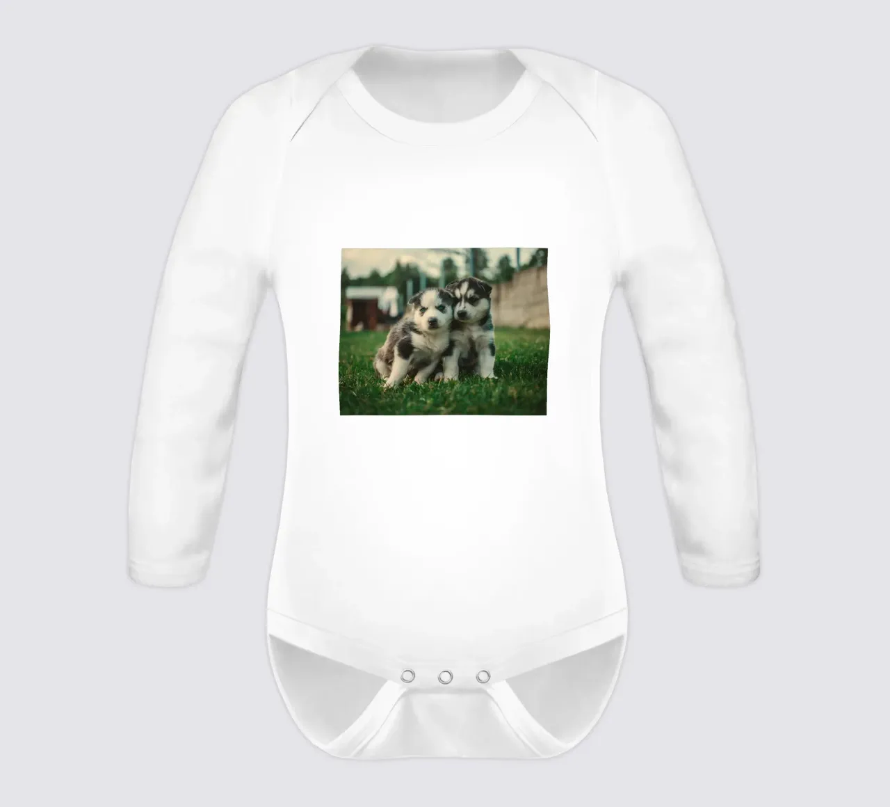 puppies double long-sleeve baby romper by animal story home