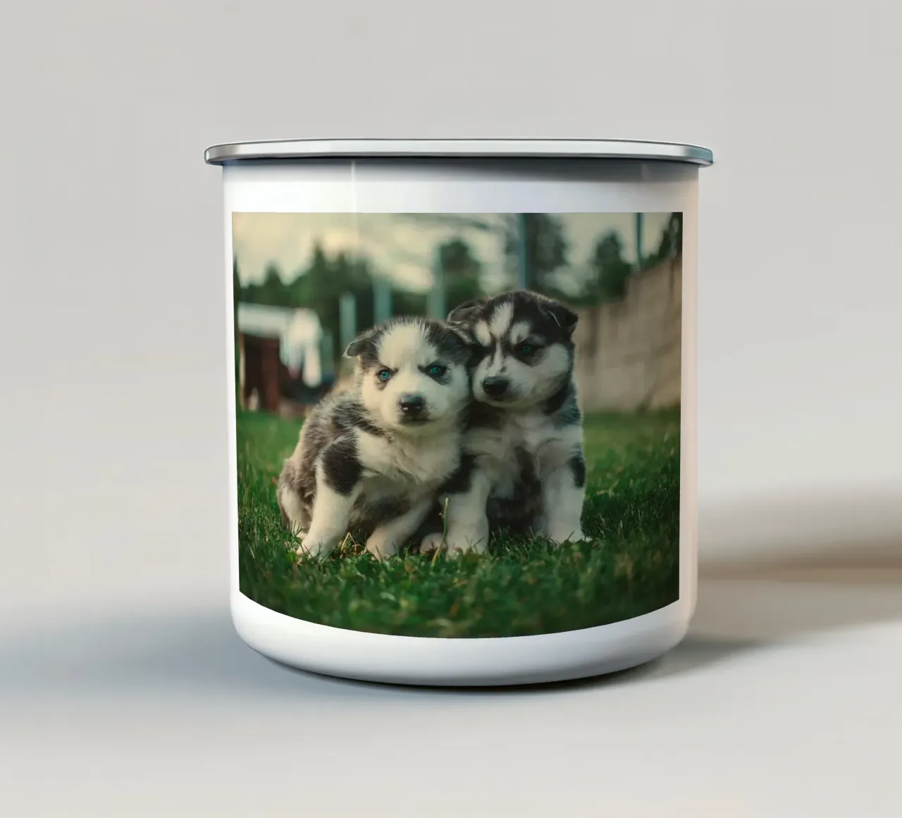 cuccioli doppi tazza in smalto da animal story home