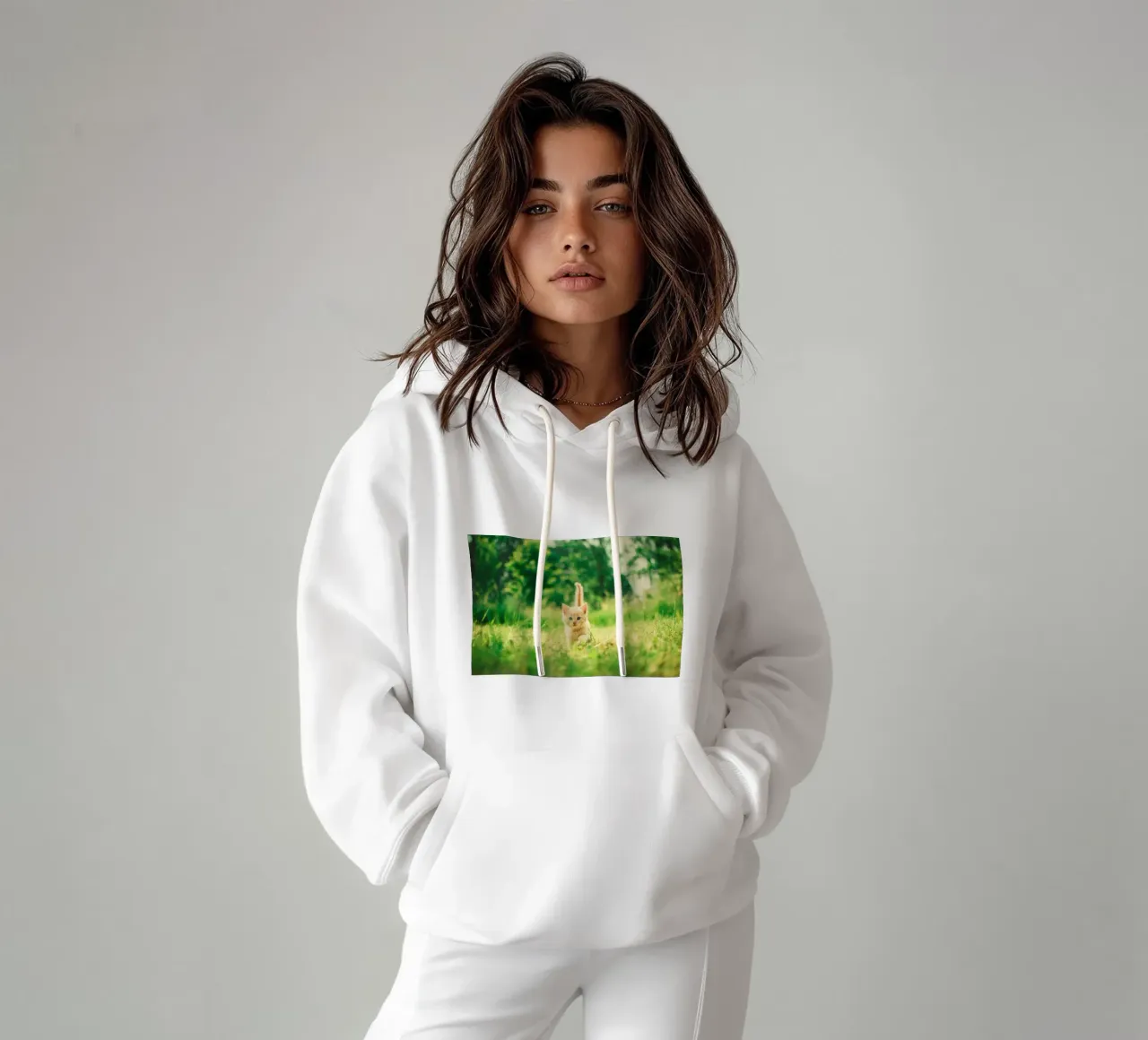 gattino baffuto felpa con cappuccio da animal story home