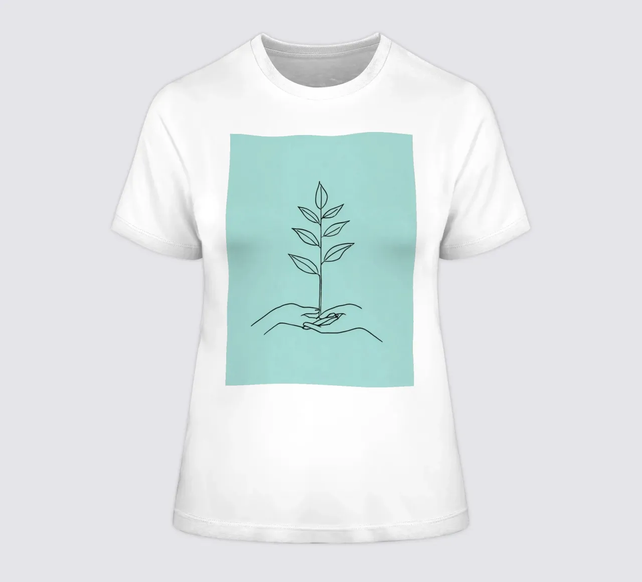Mani che sorreggono una pianta per simboleggiare crescita e sostenibilità t-shirt da donna da DesignDoodle