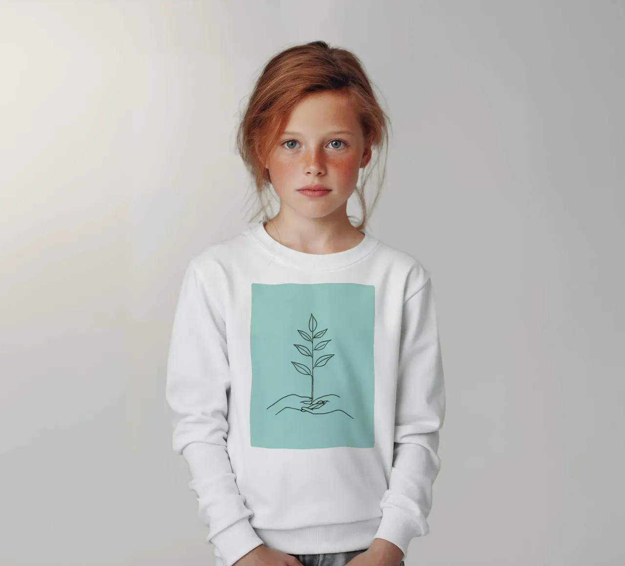Mani che sorreggono una pianta per simboleggiare crescita e sostenibilità felpa bambino da DesignDoodle