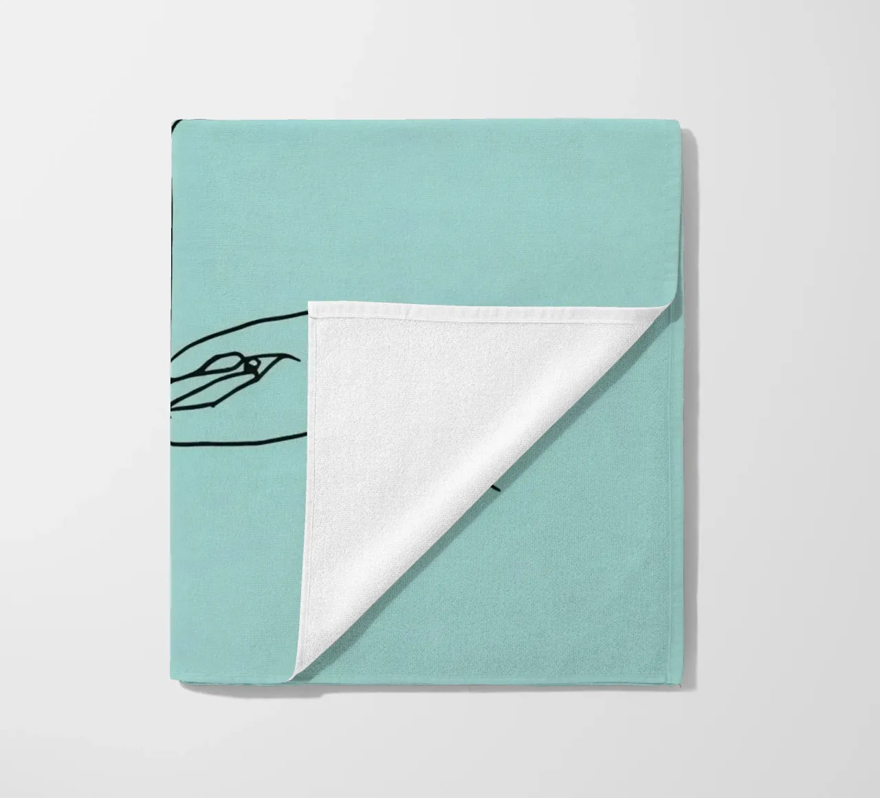 Mani che sorreggono una pianta per simboleggiare crescita e sostenibilità telo mare da DesignDoodle