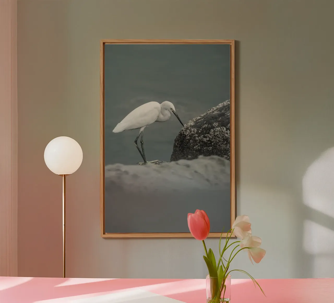 garzetta uccello fauna selvatica alluminio dibond da animal story home