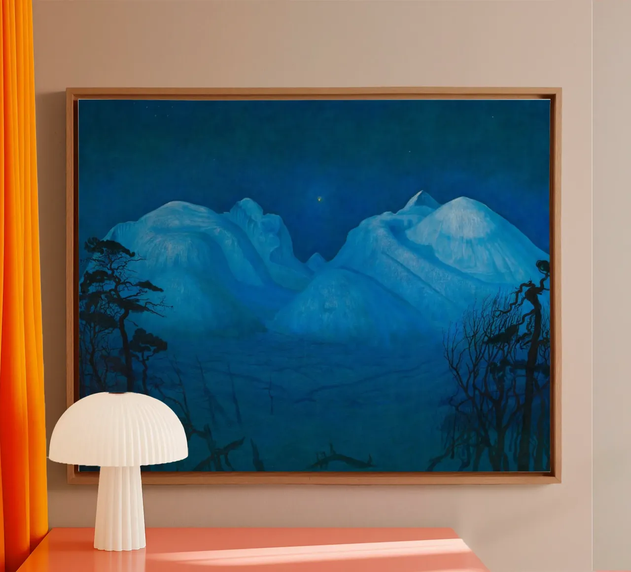 Notte d'inverno in montagna di Harald Sohlberg tela con Cornice a cassetta da Venus Art