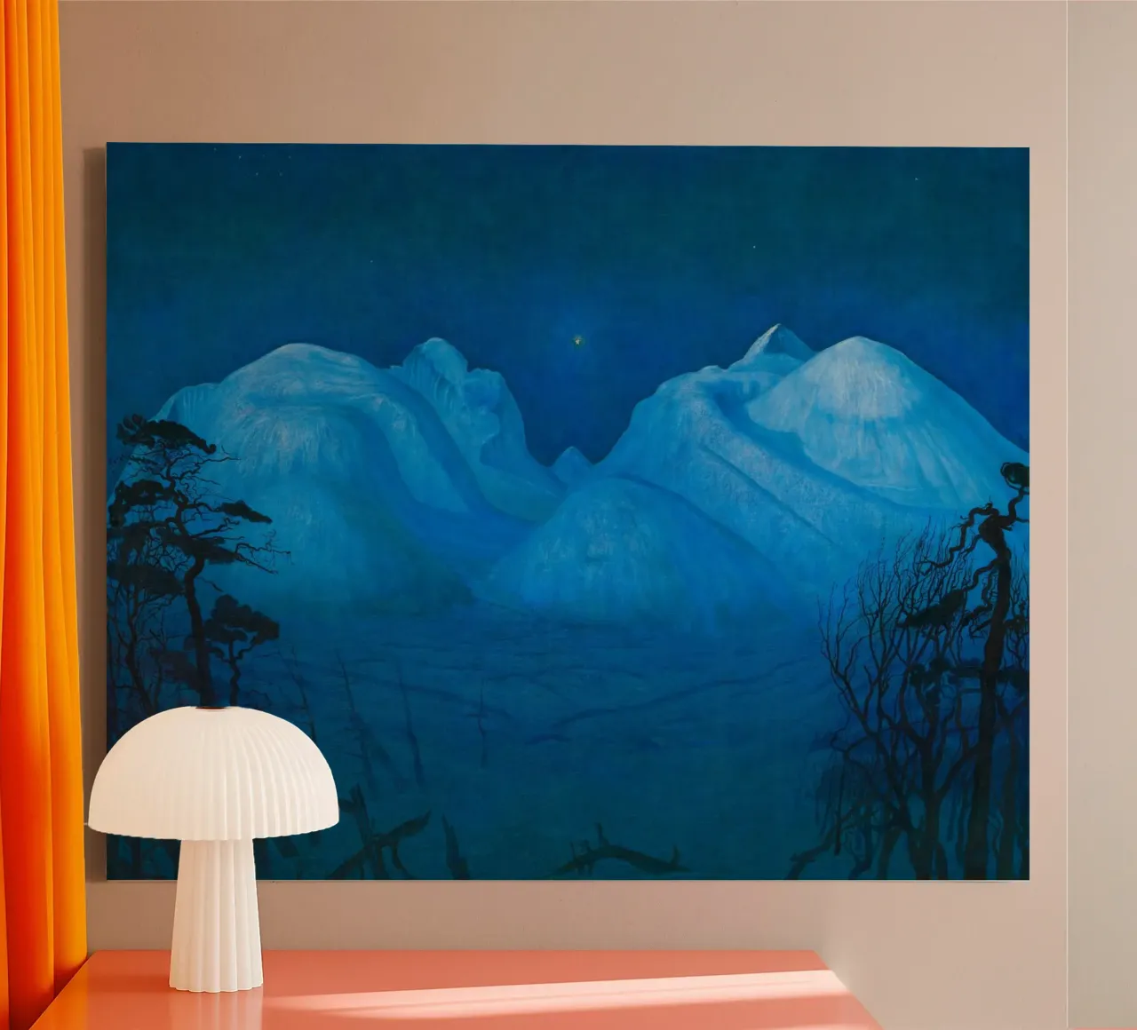 Notte d'inverno in montagna di Harald Sohlberg tela con Cornice a cassetta da Venus Art