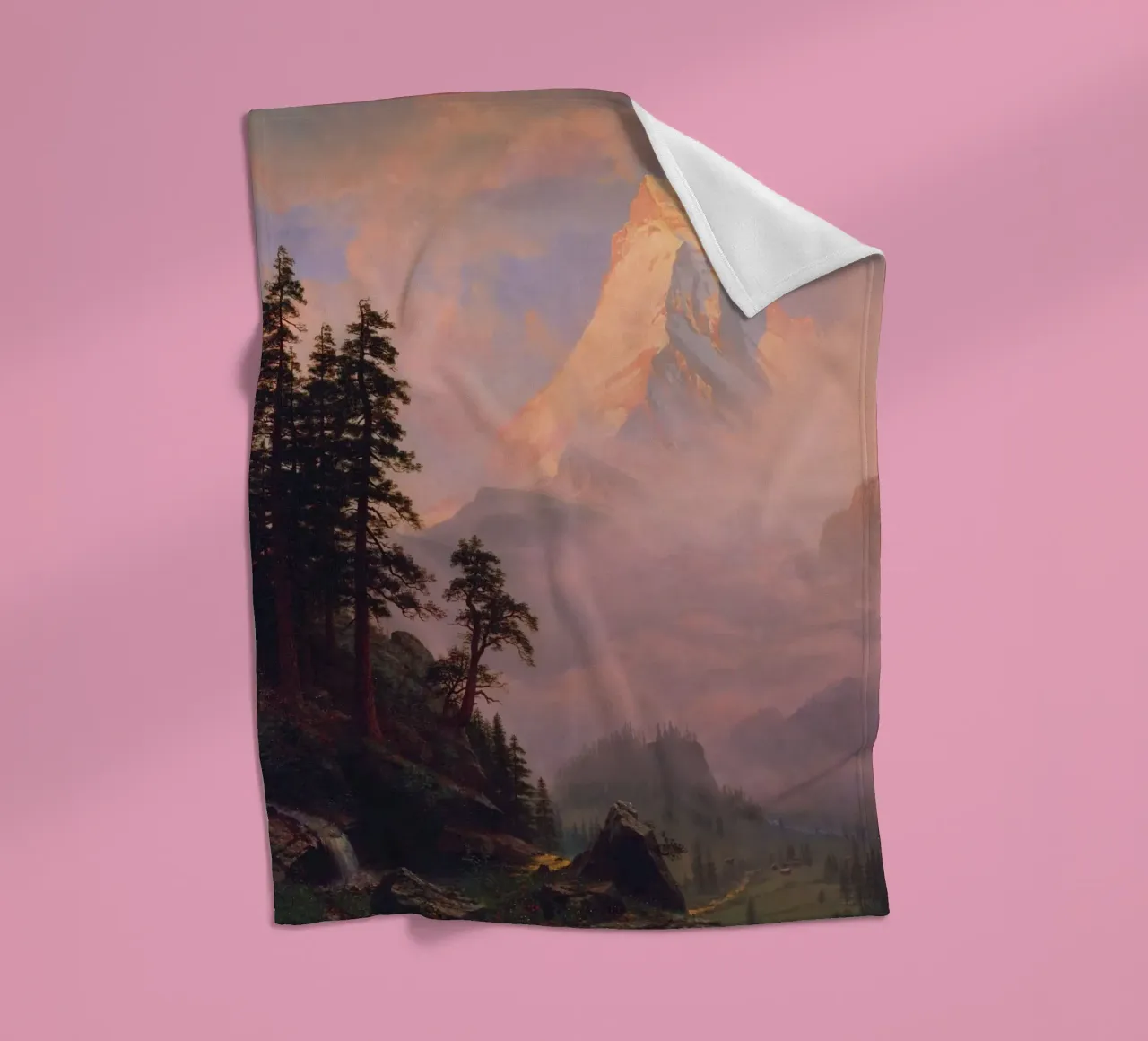L'alba sul Cervino di Albert Bierstadt coperta in pile da Venus Art