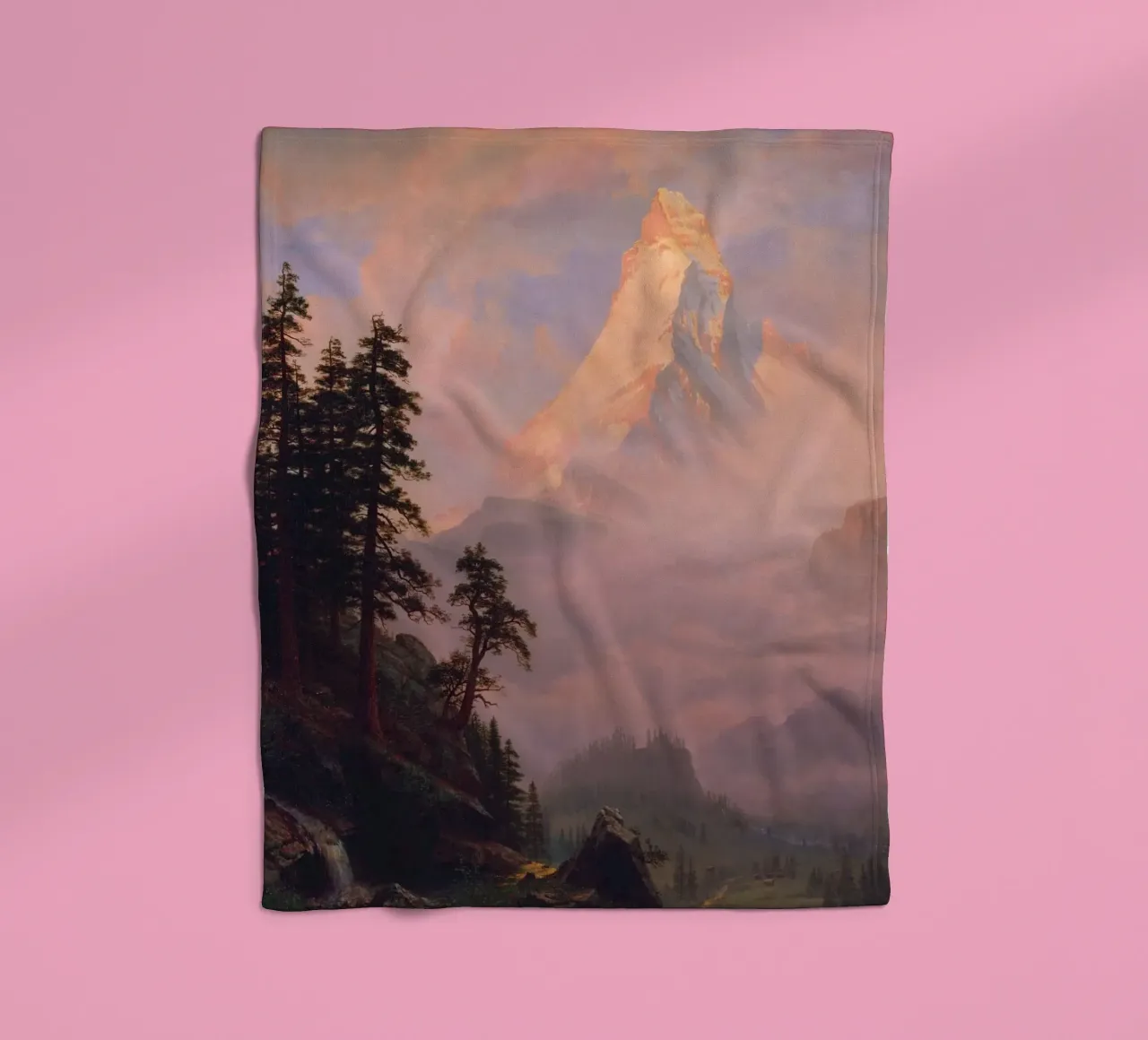 L'alba sul Cervino di Albert Bierstadt coperta in pile da Venus Art