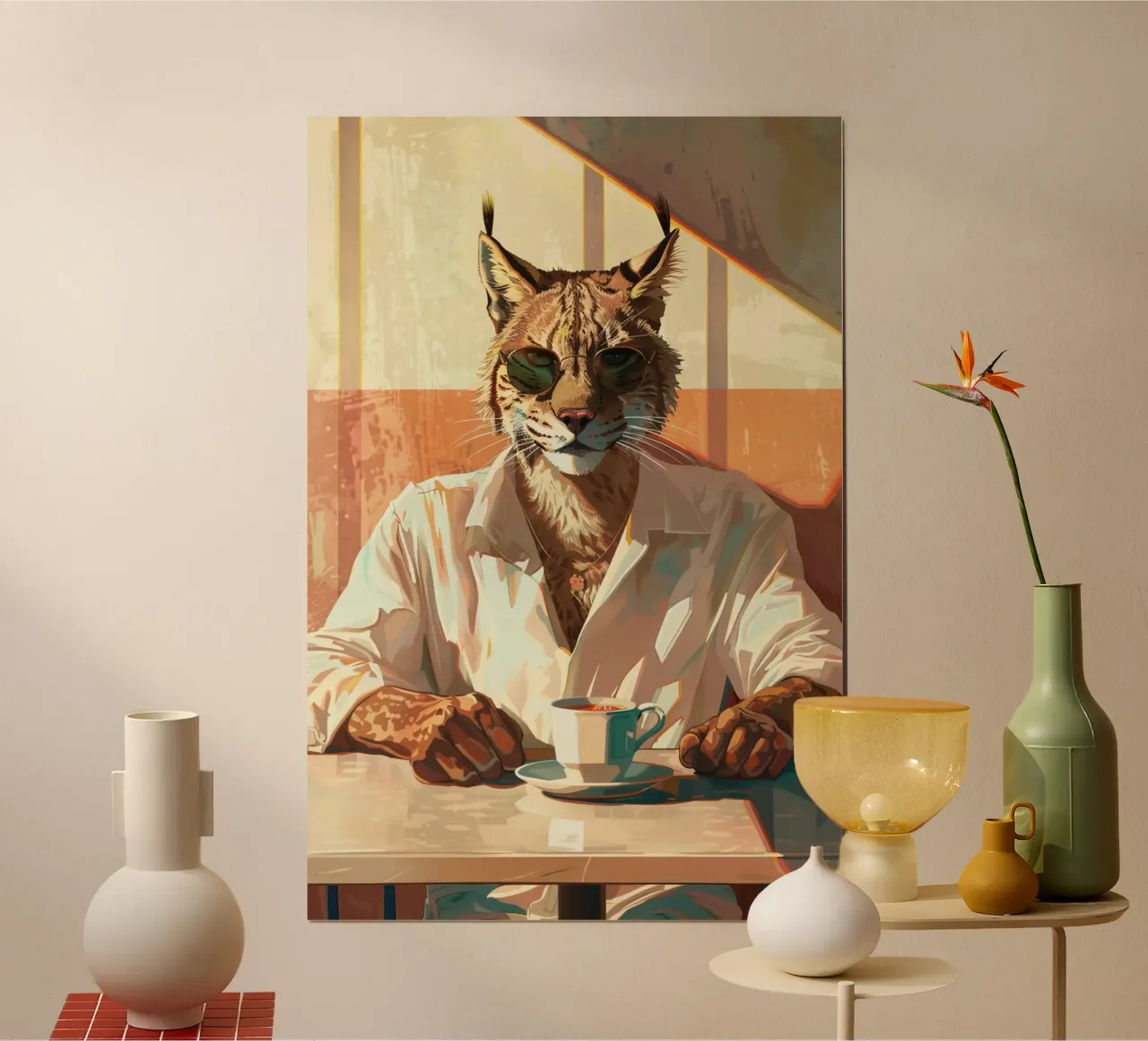 The Espresso Lynx poster con telaio in plastica da Chic Creatures