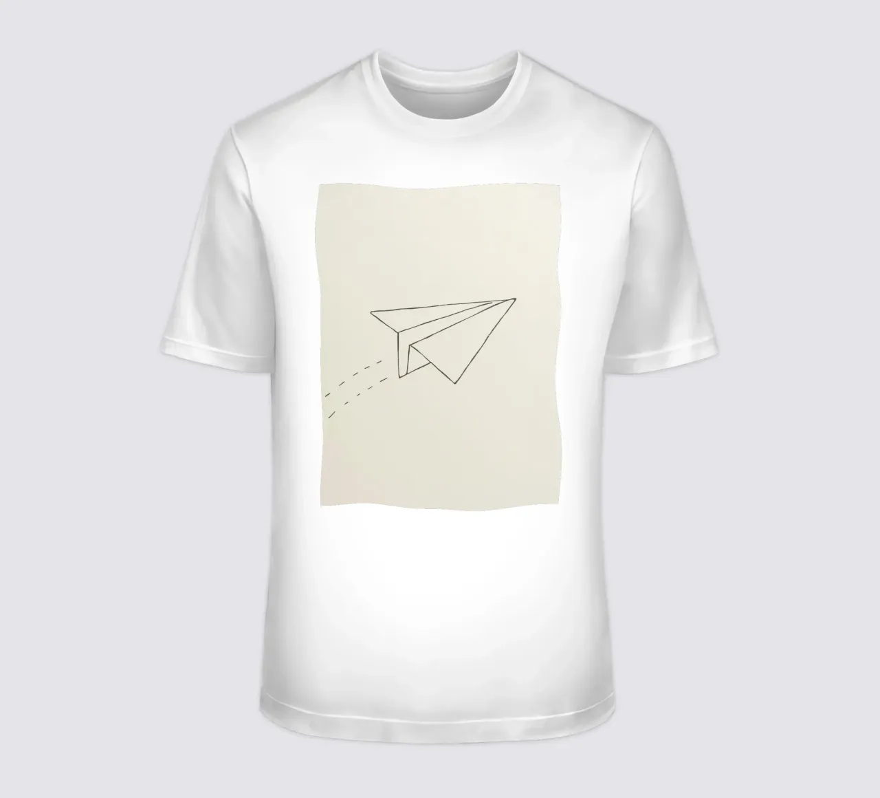 Paper airplane soaring through the air with trailing flight t-shirt by DesignDoodle
