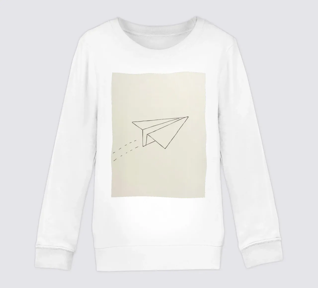 Paper airplane soaring through the air with trailing flight kids sweatshirt by DesignDoodle