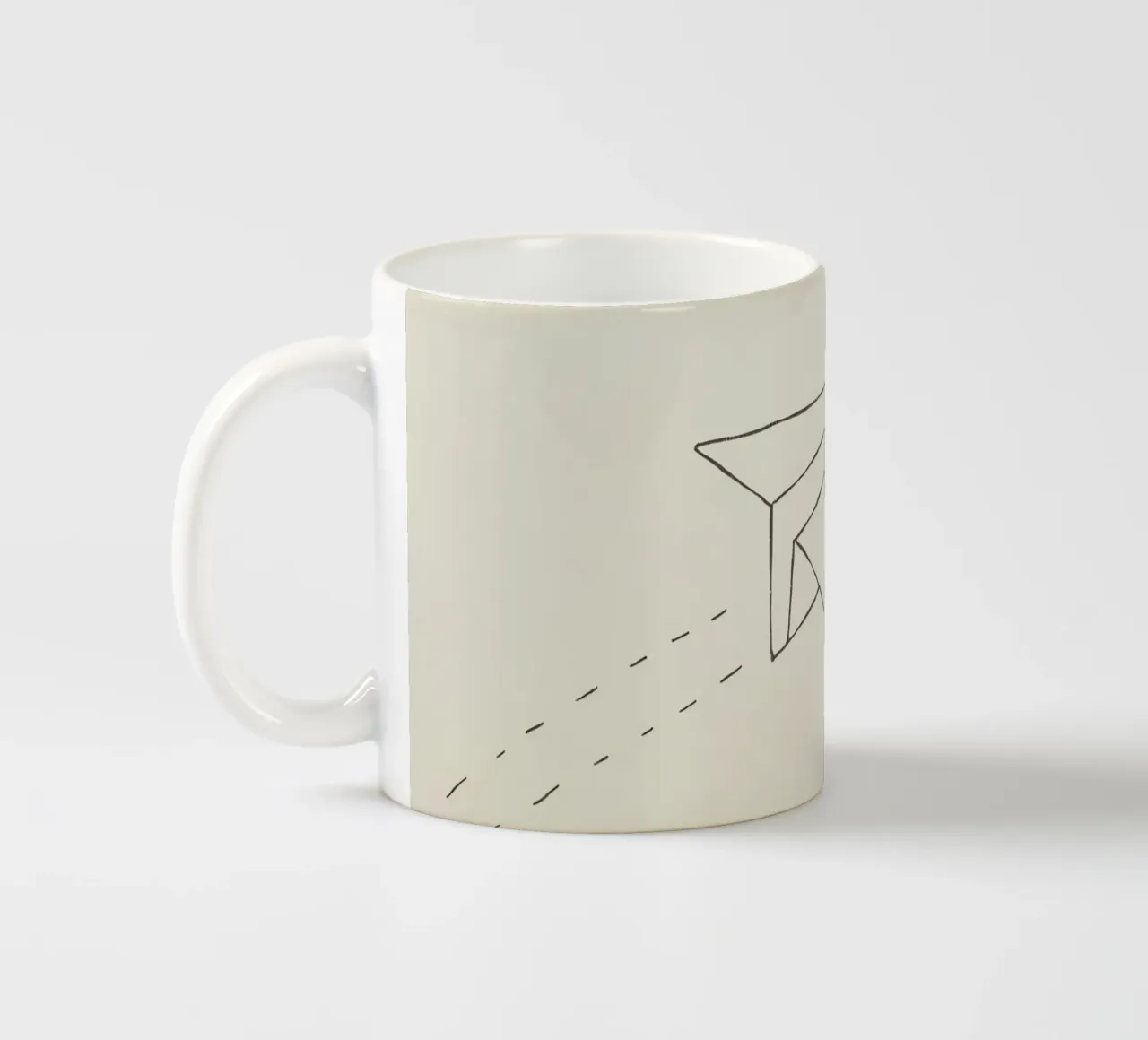 Paper airplane soaring through the air with trailing flight ceramic mug by DesignDoodle