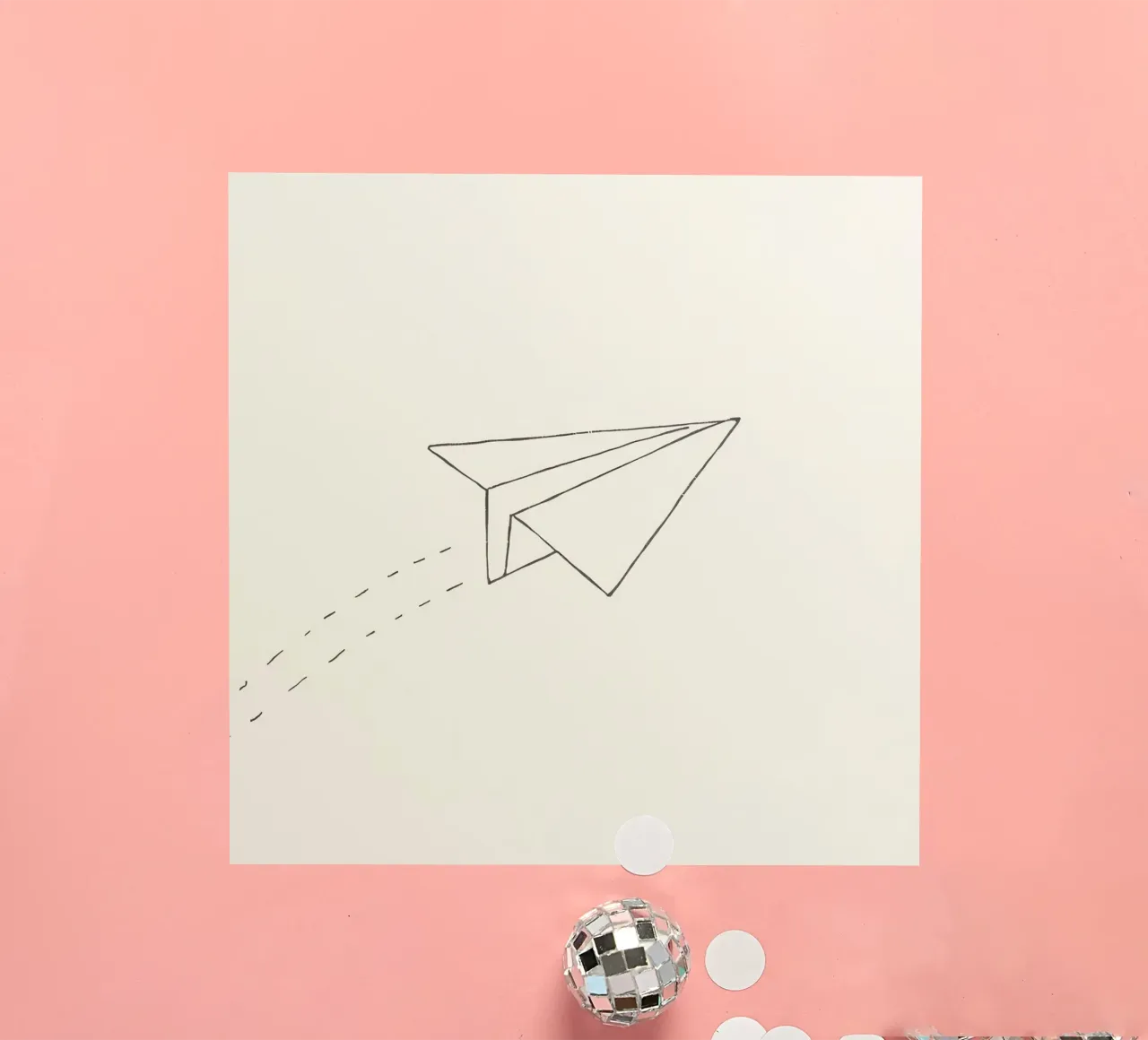 Paper airplane soaring through the air with trailing flight sticker by DesignDoodle