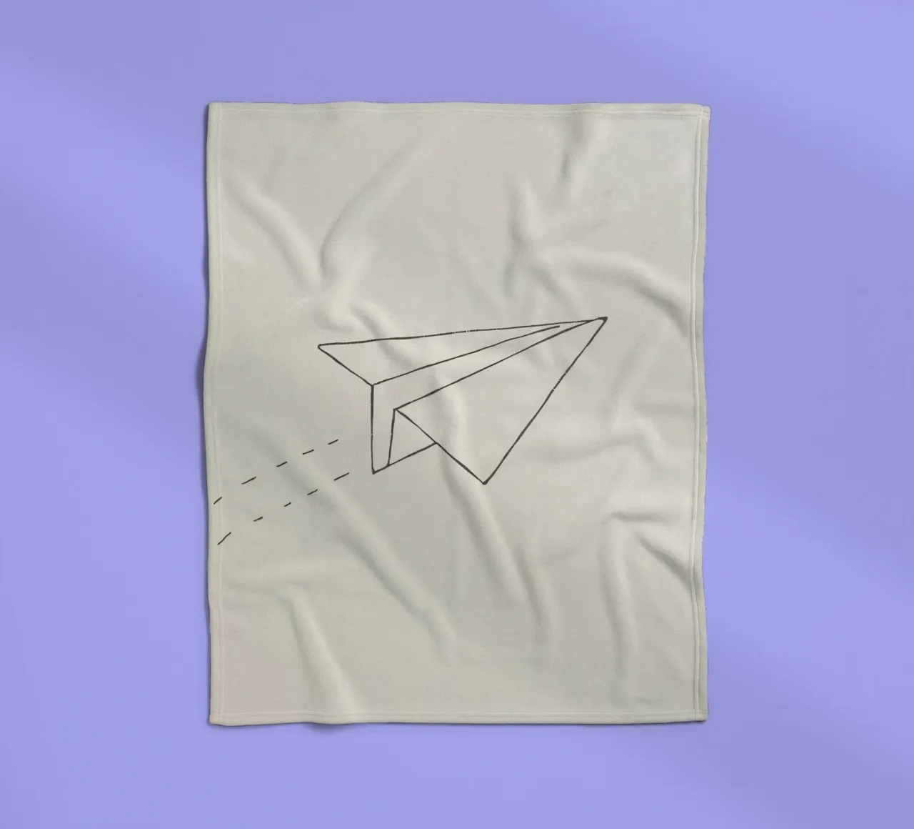Paper airplane soaring through the air with trailing flight fleece blanket by DesignDoodle
