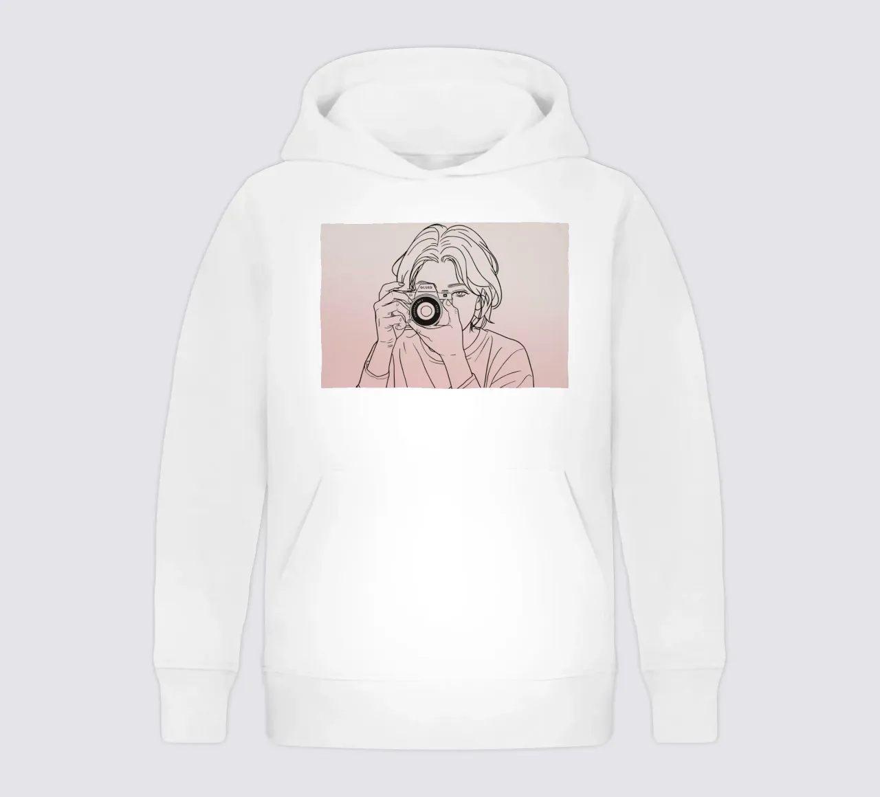 Joven sosteniendo una cámara y capturando recuerdos sudadera con capucha para niño de DesignDoodle