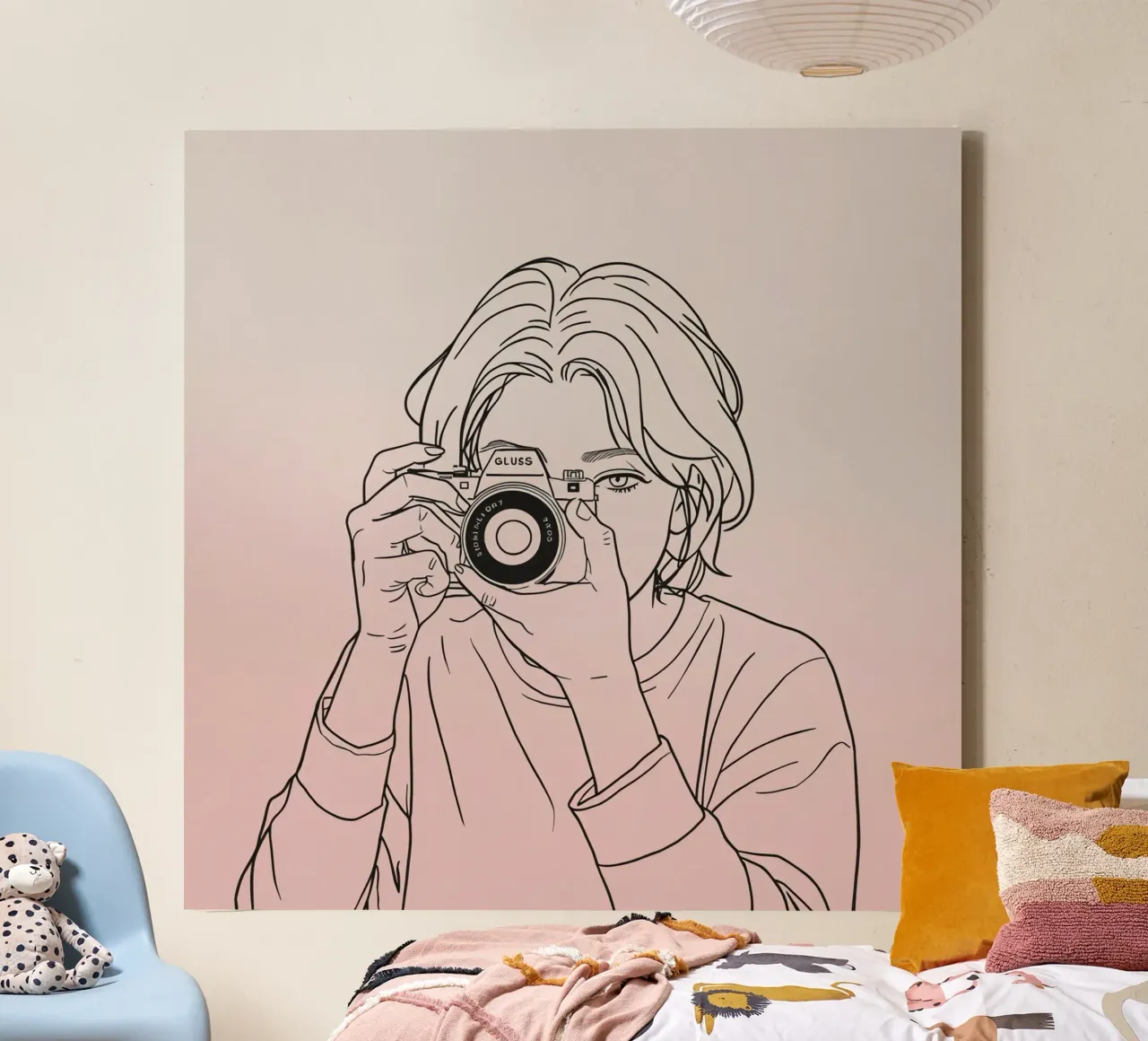 Young woman holding a camera and capturing memories canvas by DesignDoodle