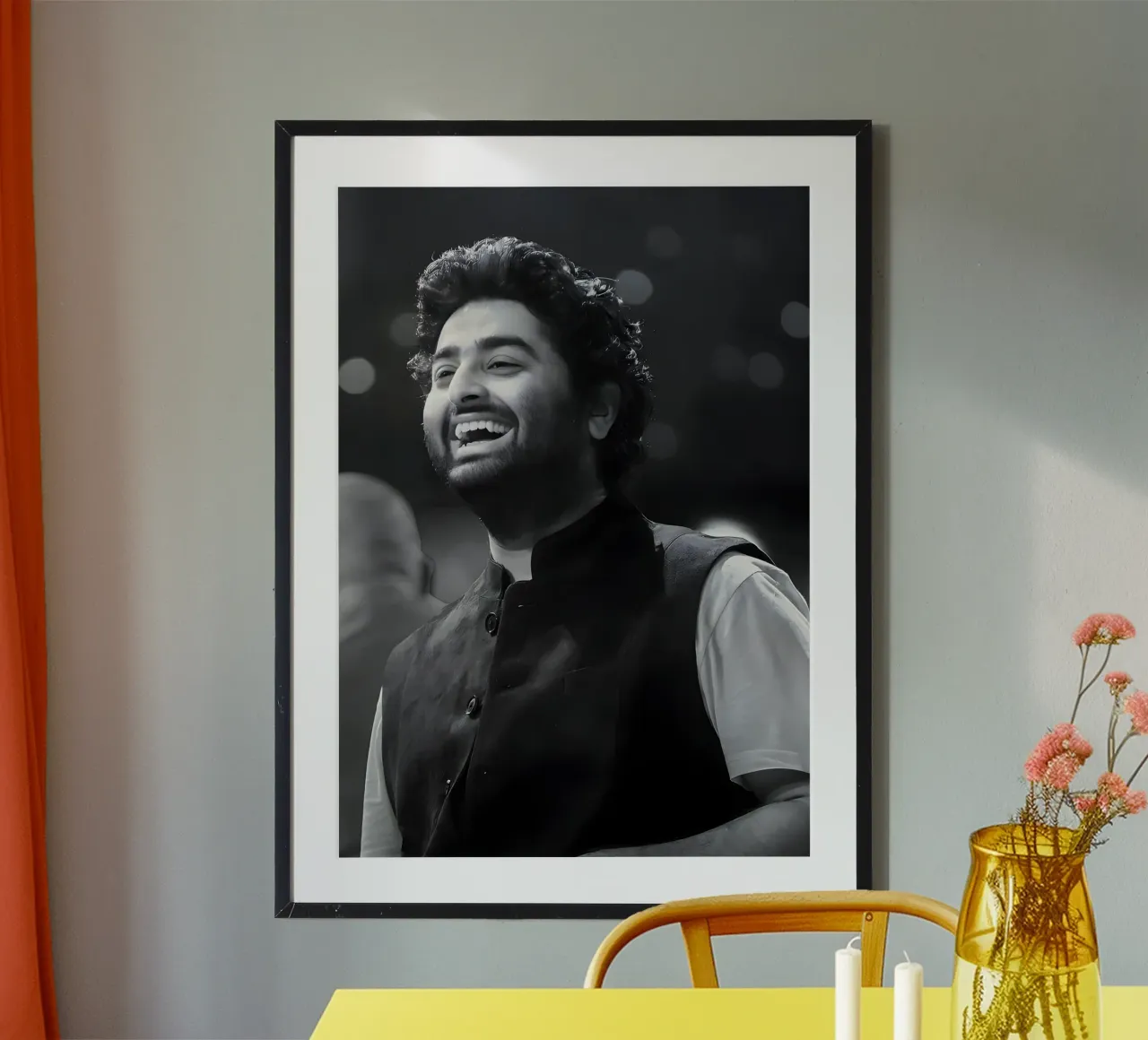 Arijit Singh poster con telaio in alluminio da Low poly art