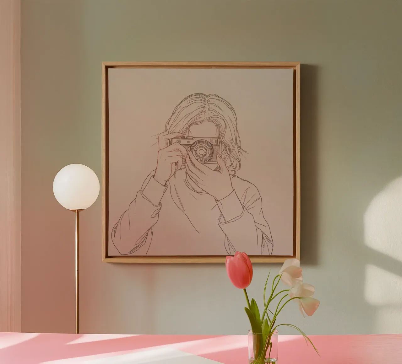 Individu capturant un moment avec un appareil photo ancien toile avec Caisse américaine de DesignDoodle